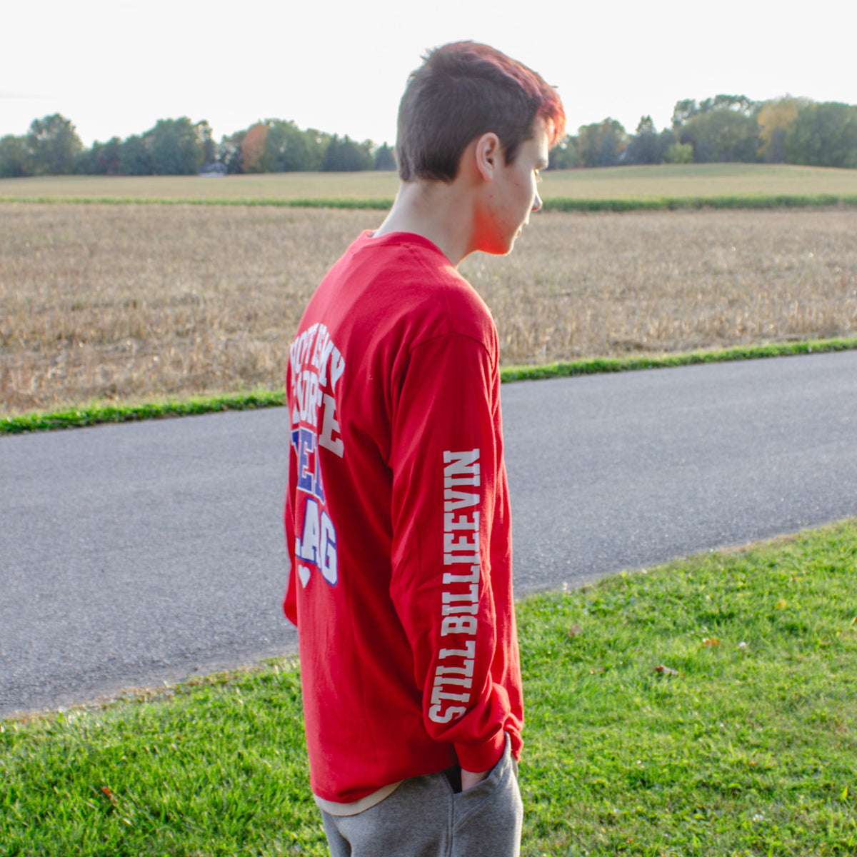 Red flag long sleeve shirt