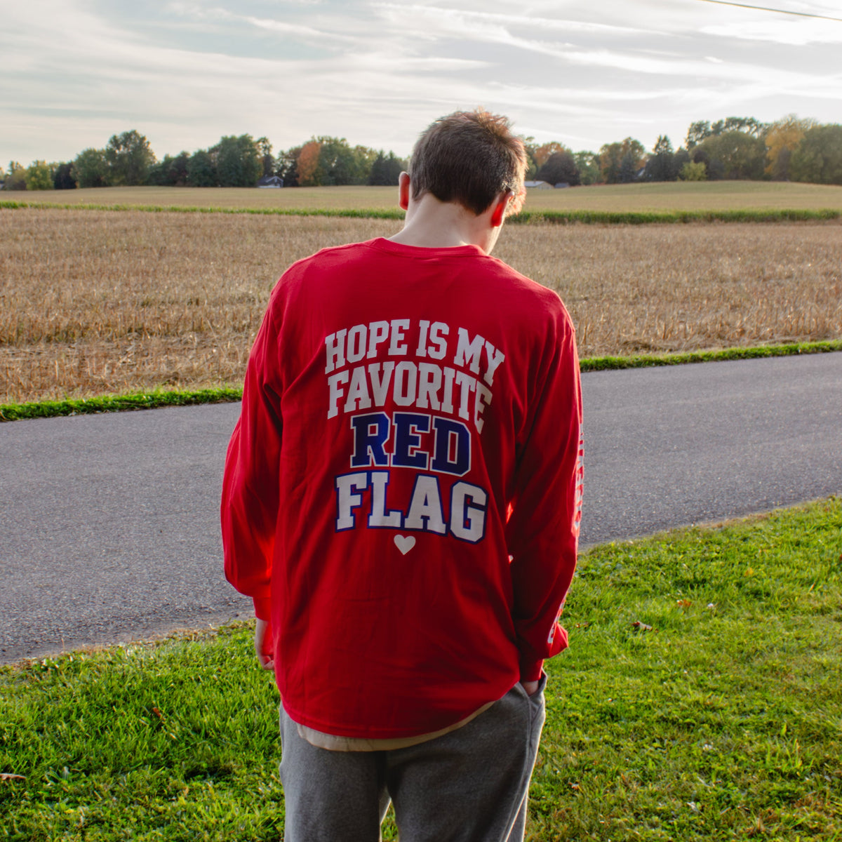 Red flag long sleeve shirt