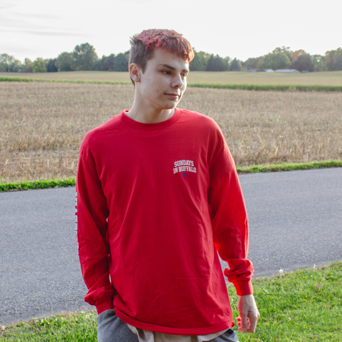 Red flag long sleeve shirt