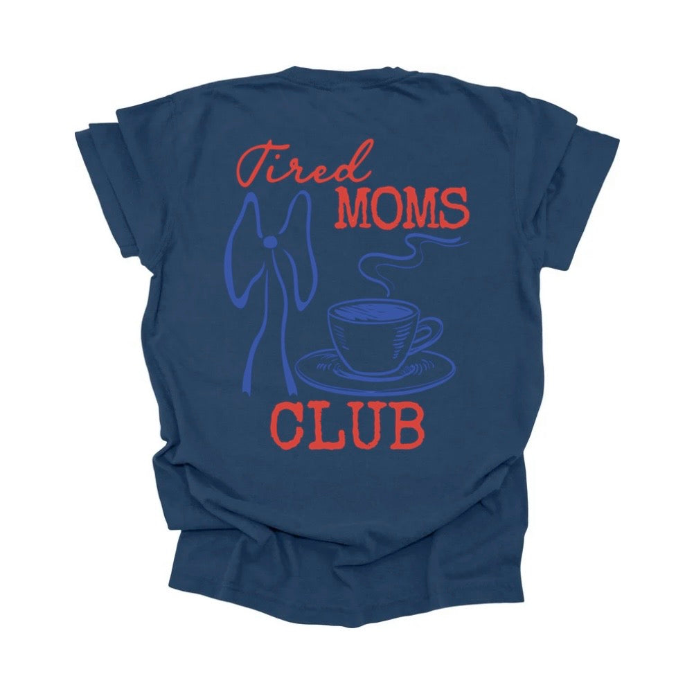 Tired moms club pocket T-shirt