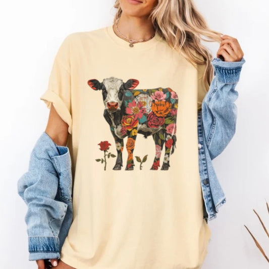 Floral Cow T-shirt