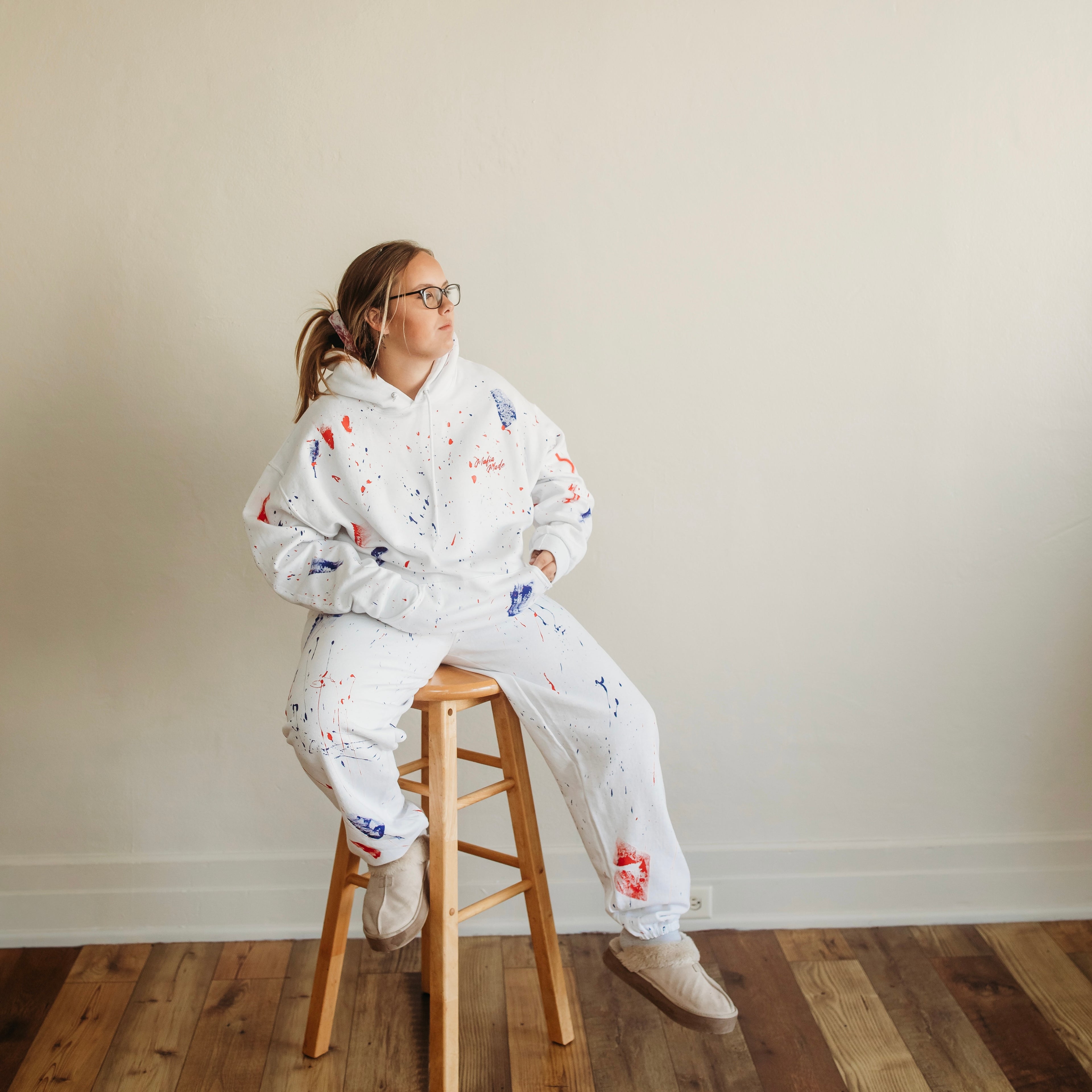 White Mafia made Sweatsuit (sold separately)