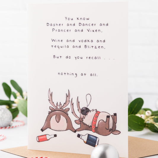 Drunk Reindeer Card